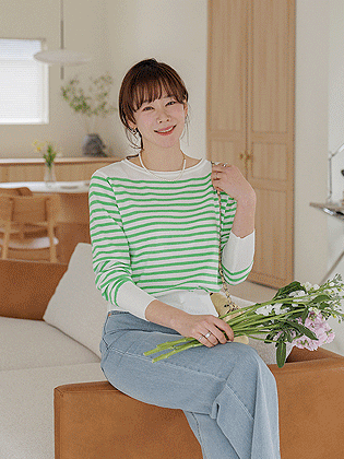 Headstriped boatneck knit