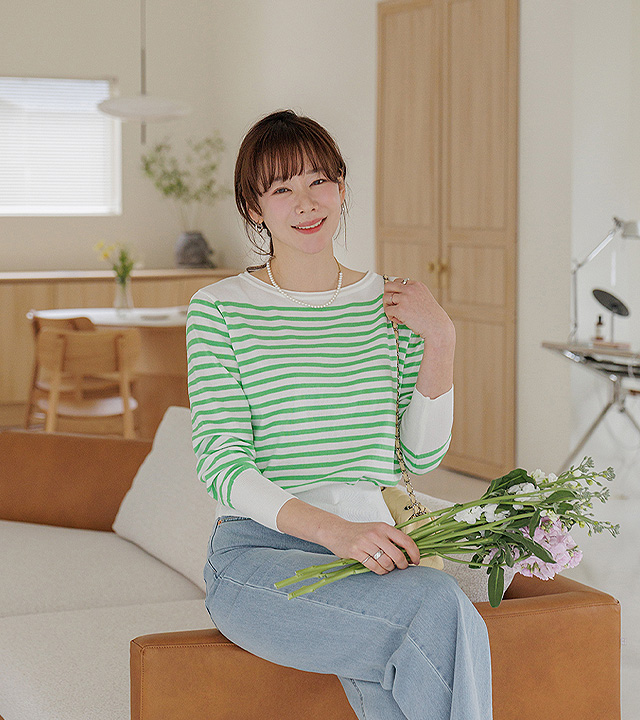 Headstriped boatneck knit