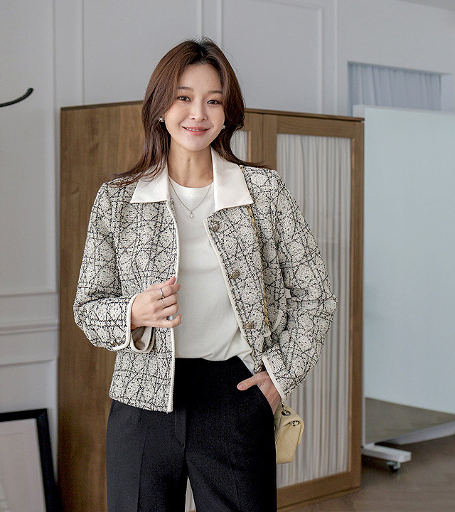 Bert satin collar tweed wool jacket