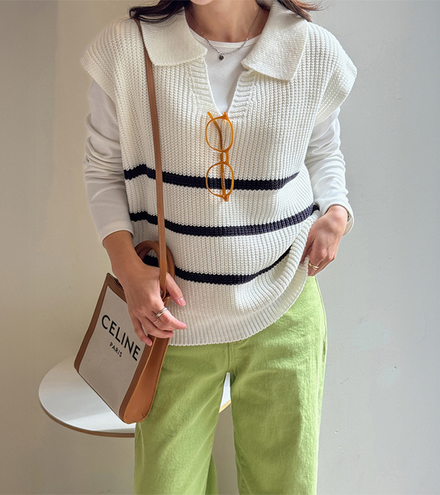 Roti striped knit vest