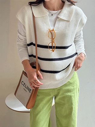 Roti striped knit vest