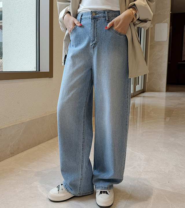 Sand Enzyme Washed Wide Denim