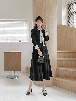 Rienne color-block tie dress  