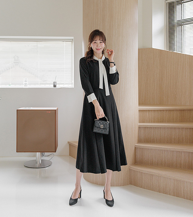 Rienne color-block tie dress  