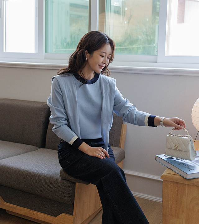 Fader Color Block Knit (Shawl Set)