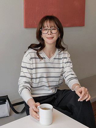 Annie Striped V-neck Knit