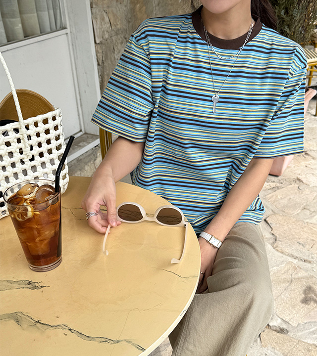 Luna Multi Stripe Short Sleeve Tee