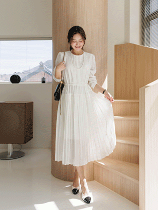 Pure Pleated Long Dress