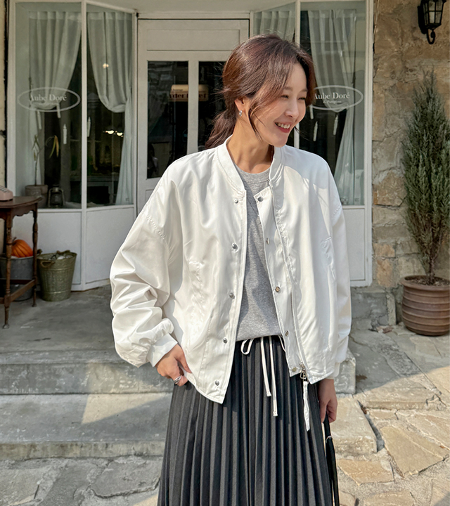 Mono sleeve shirring blouson jumper