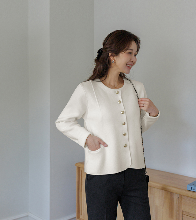 Line Gold Button Cardigan Jacket