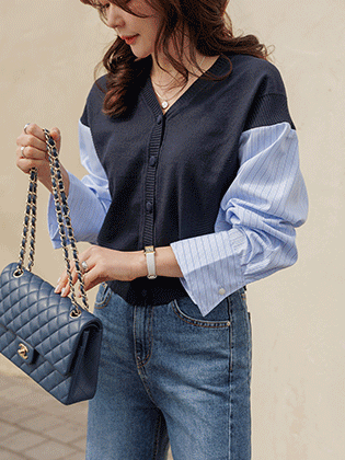 Jenna shirt color block cardigan