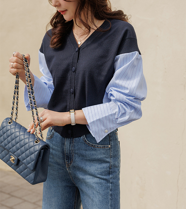 Jenna shirt color block cardigan