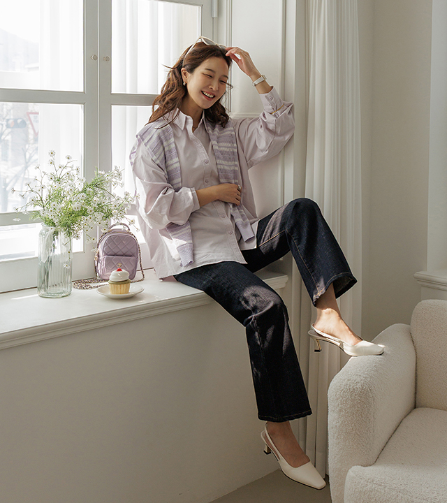 Powder Loose Fit Shirt (Shawl Set)