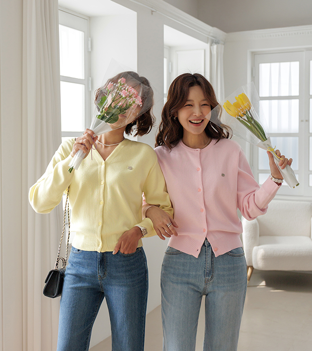 All Day Italian Cotton Knit Cardigan (2 Types: Round Neck / V-Neck)