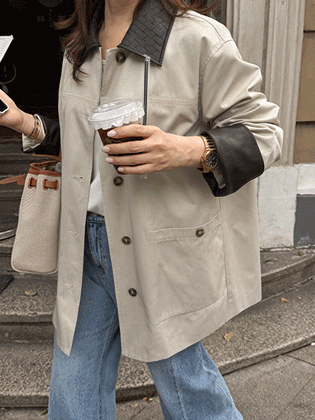 Bottega leather color-block work jacket