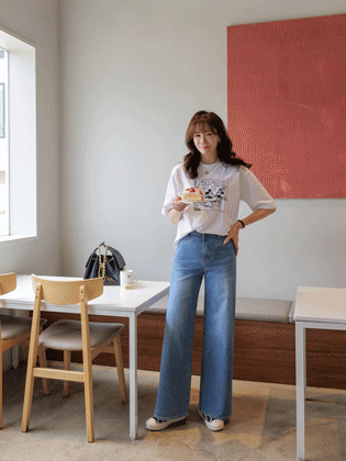 Comfort straight wide denim pants