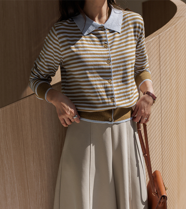 More Stripe Collared Cardigan