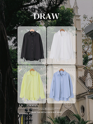 Drawstring back slit shirt