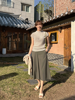 Pleated Cap Sleeve Linen Knit