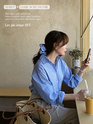 Rev Pin Stripe Shirt (Hair Scrunchie Set)