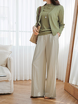 Air pintuck wide slacks