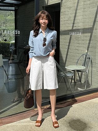 Market Cut-out Bermuda Cotton Pants