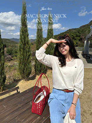 Macaron V-neck Linen Knit