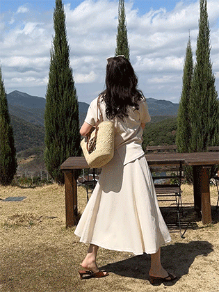 Binding A-line long skirt