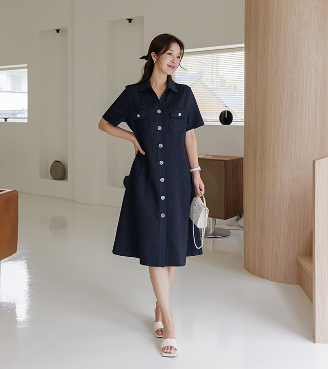 Vivienne short-sleeve tweed dress