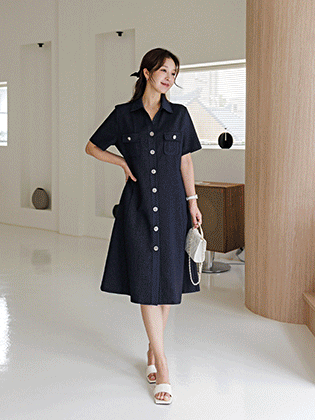 Vivienne short-sleeve tweed dress