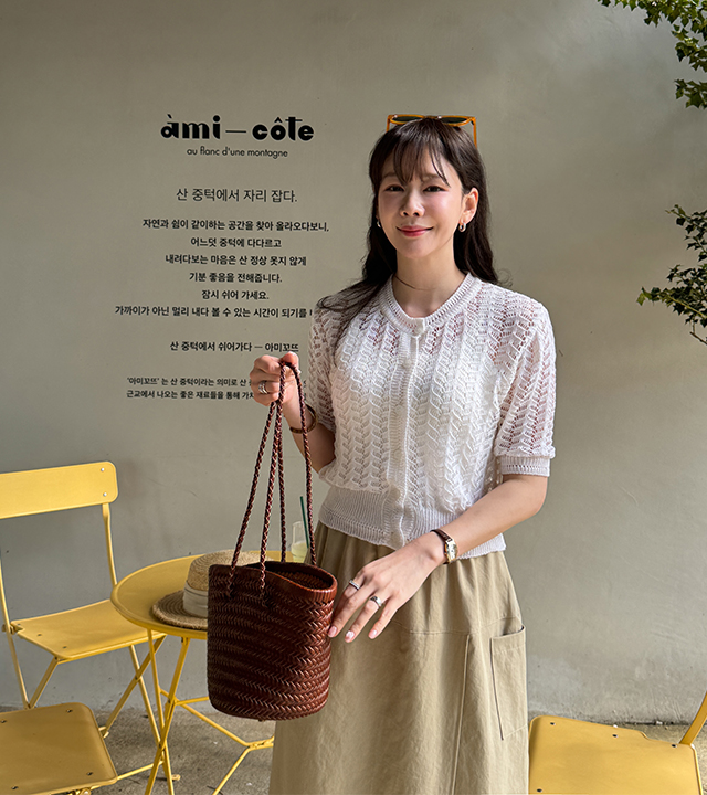 Wave knit linen cardigan