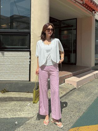 Welt pocket semi-wide pants