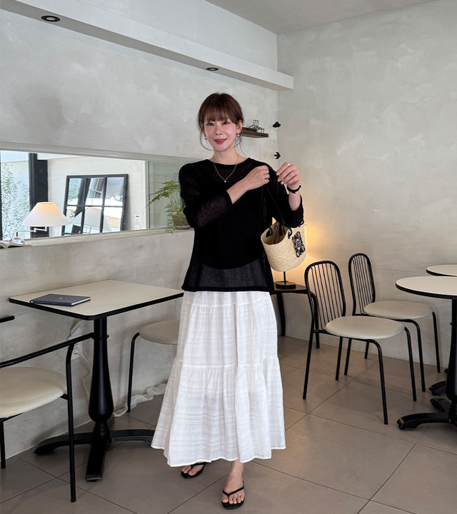 Wady Wrinkle Long Skirt
