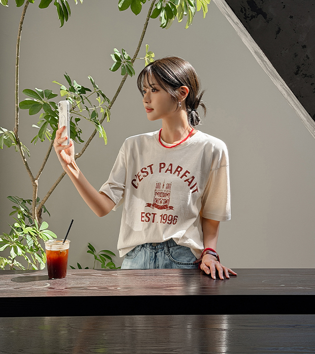 Chest print short-sleeve tee