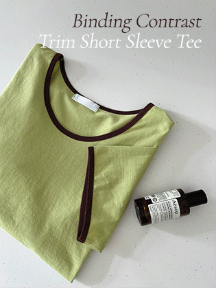 Binding color block short-sleeve T-shirt