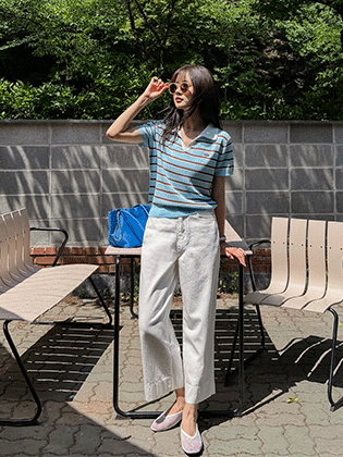 Cream wide cropped pants