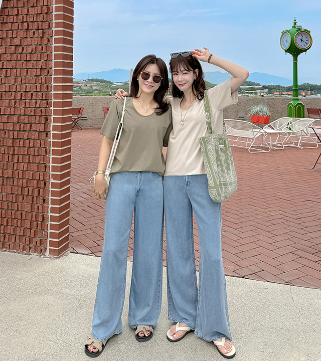 Cool Tencel Wide Denim Pants