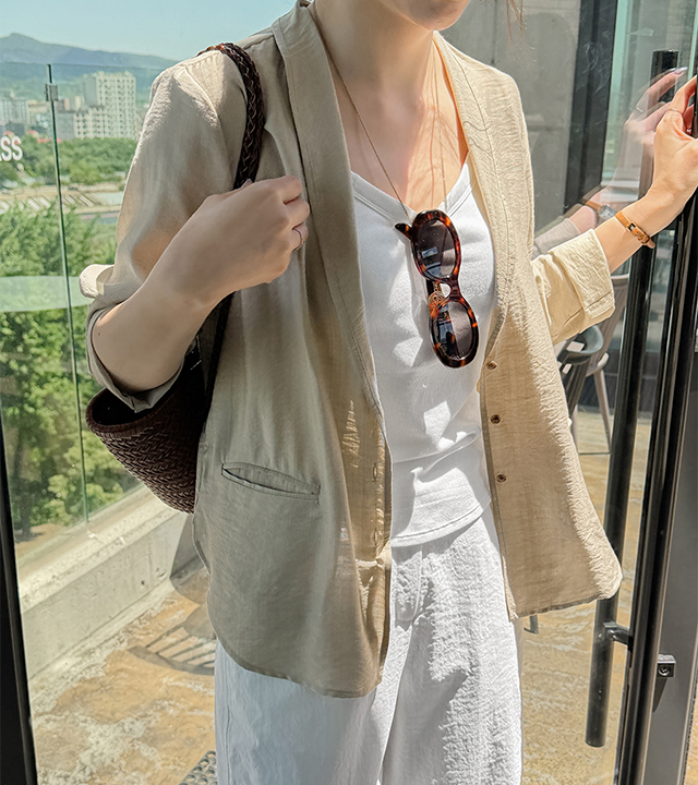 Natural Shawl Collar Cardigan Jacket