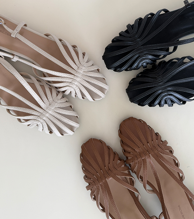 Wave weaving leather sandals