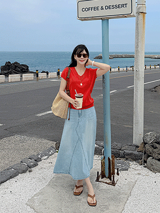 Soda A-line denim skirt