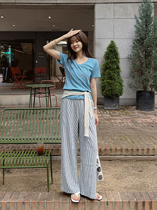 Pinter seersucker elastic pants