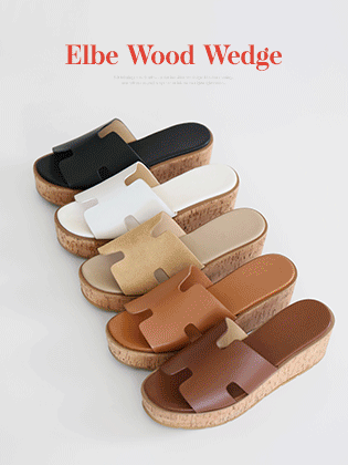 Elbe Wood Wedge Slippers