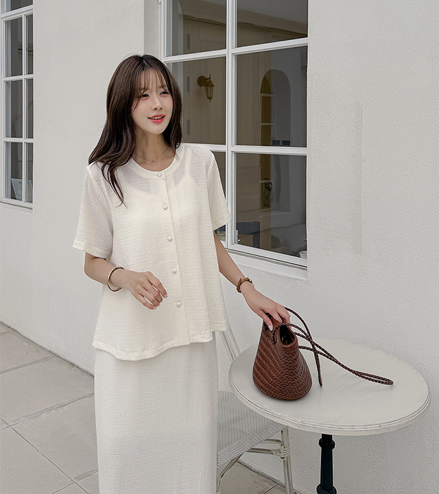 [MADE] Mori Wrinkle Blouse Cardigan