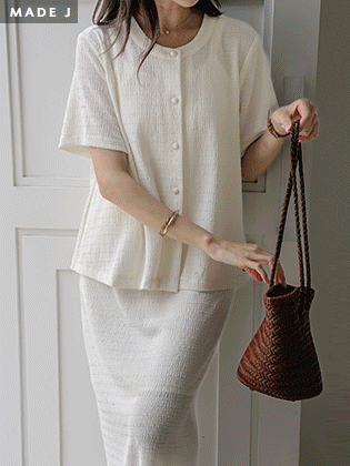 [MADE] Mori Wrinkle Blouse Cardigan