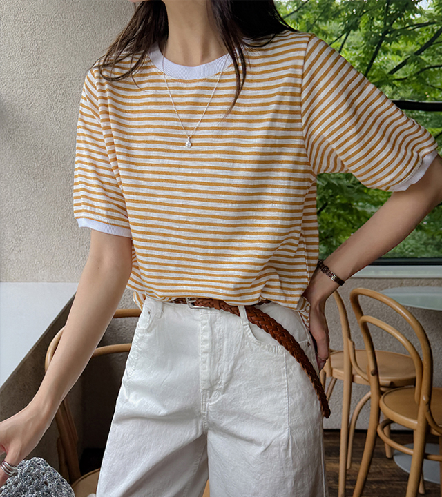 Ann Slav Striped Short Sleeve Tee