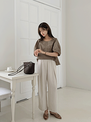 Raw Tencel Linen Curved Slacks