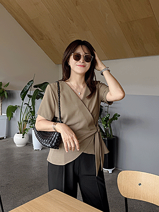 Ciel Wrap Short Sleeve Blouse