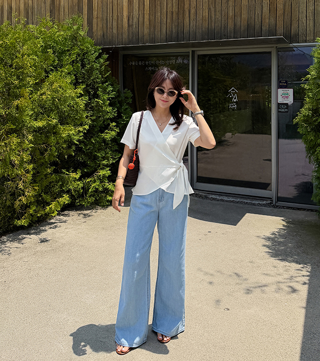 Ciel Wrap Short Sleeve Blouse