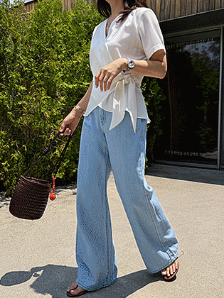 Ciel Wrap Short Sleeve Blouse