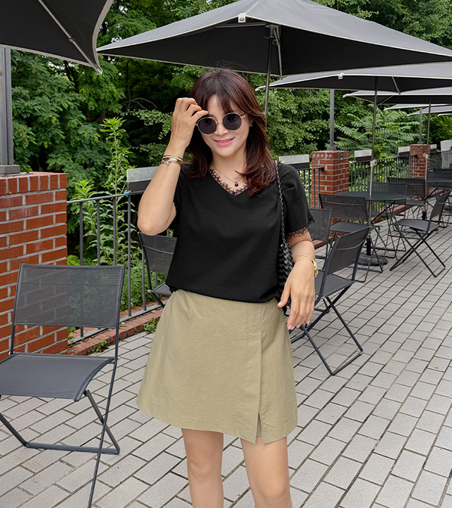Lean Lace Trimmed Short Sleeve Tee